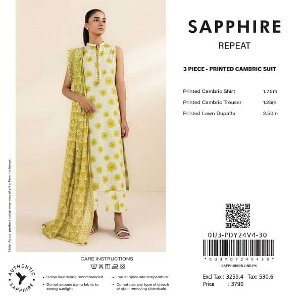 Sapphire 3pc cambric beautiful printss 8