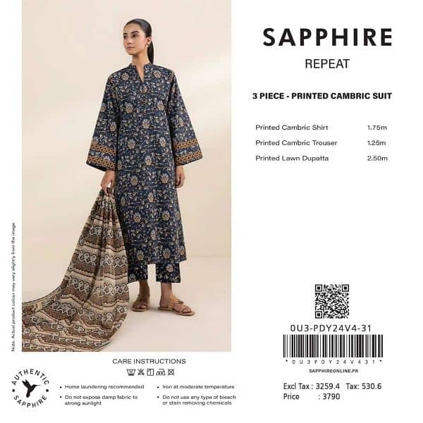 Sapphire 3pc cambric beautiful printss 9