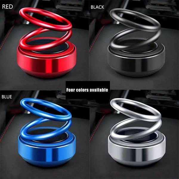 Solar Double Ring Rotating Suspension Car Perfume Air Freshener 0