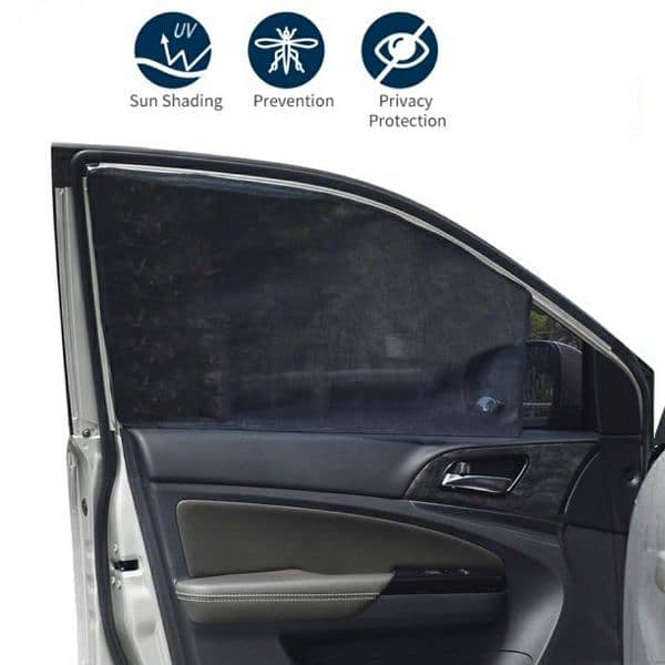 4Pcs Car Window Sun Protection Window Mesh Elastic Cover 5