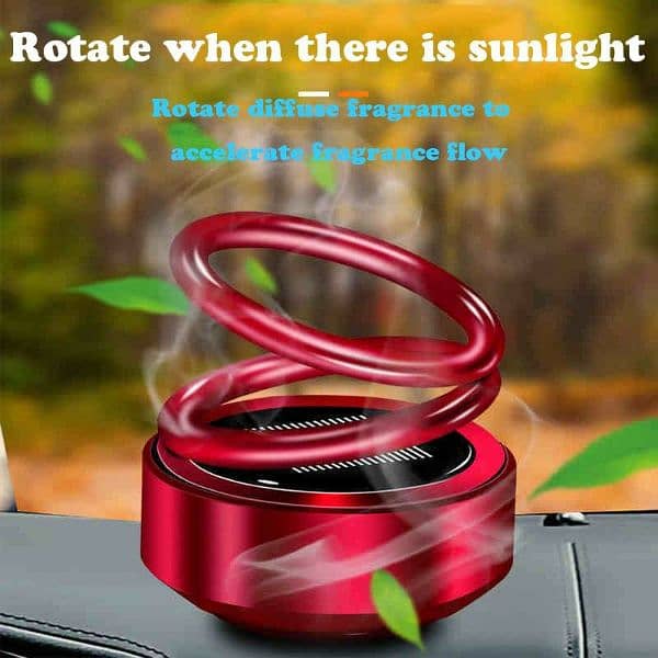 Solar Double Ring Rotating Suspension Car Perfume Air Freshener 4