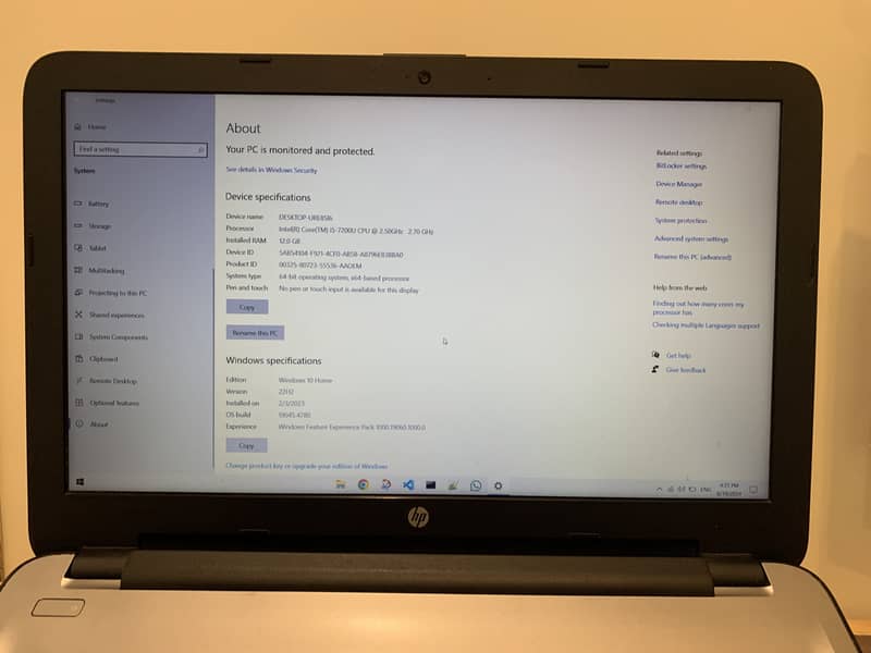 HP Pivilion i5 7th Generation 12 GB RAM 256 GB SSD Coding Machine 6