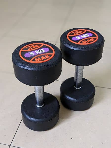 Rubber Coated Dumbbells 4kg 5/6 kg gym metal rod weight lifting plates 4