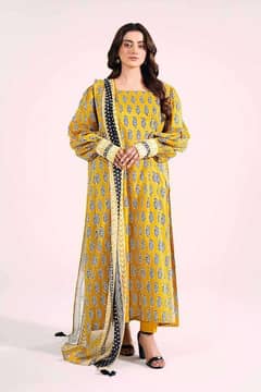 3pc women's unstitched lawn digital print suit