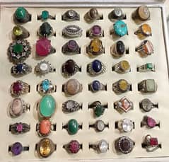 Natural stone rings and gemstones and products made of natural stones.