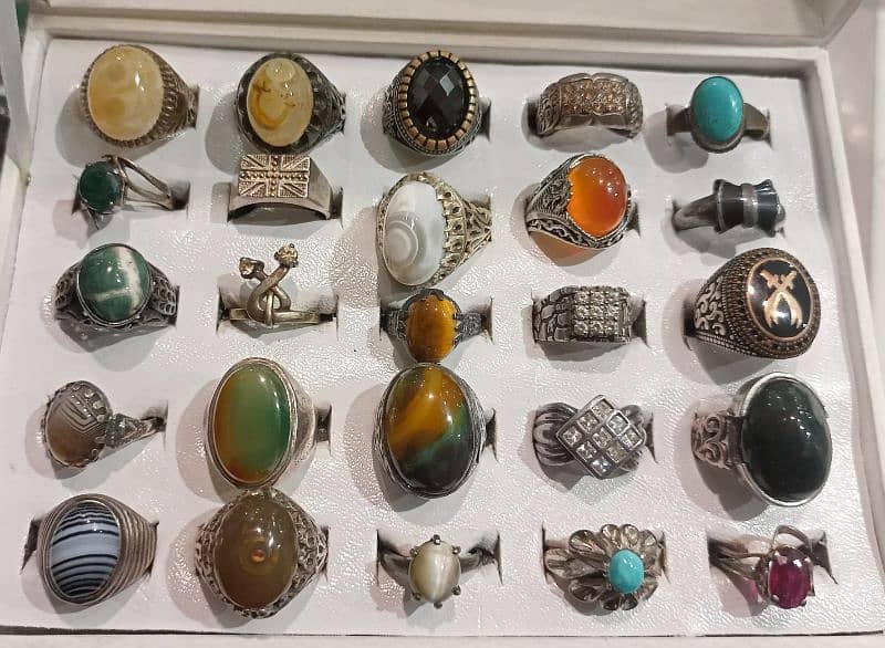 Natural stone rings and gemstones and products made of natural stones. 9