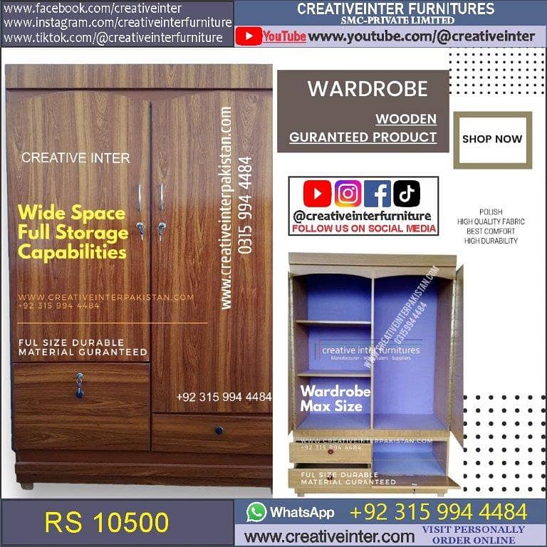 Dressing Cupboard Almari Wardrobe set single Iron Stand mirro 8