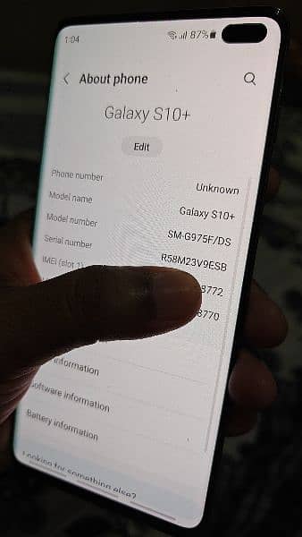 Samsung S10+ 8/128 physical dual SIM official PTA approved 7