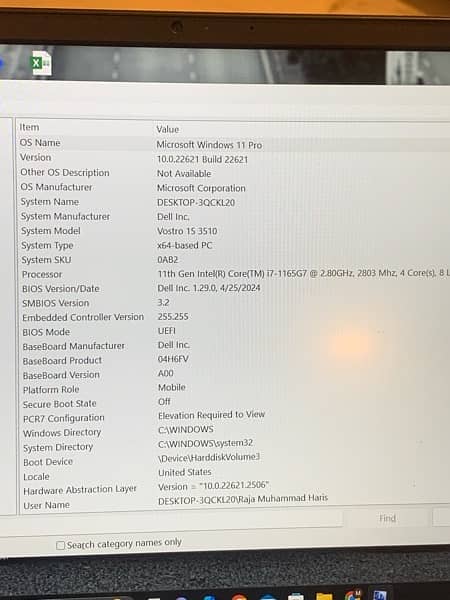 Dell vostro 3510 i7 8gb 1Tb 256gb ssd 15.6inch 5