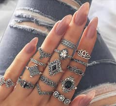 15 piece trendy ring's set for girls 0