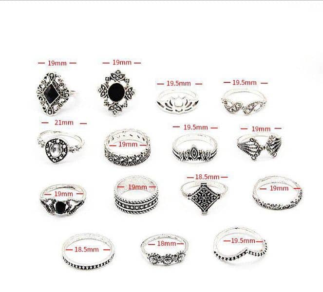 15 piece trendy ring's set for girls 1