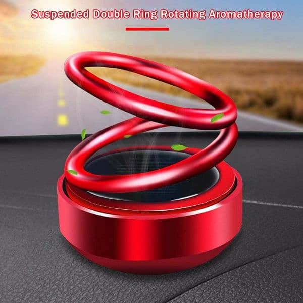 Solar Double Ring Rotating Suspension Car Perfume Air Freshener 2