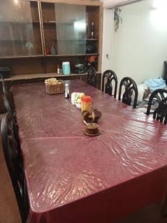 Wooden Table for sale with 8 chairs big size used 03037197744