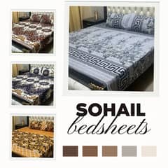 3 psc crystal cotton printed king size bedsheets. 0