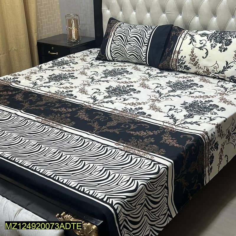 3 psc crystal cotton printed king size bedsheets. 2