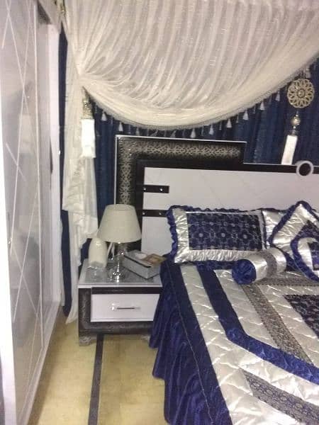 New bedroom set for wedding in blue black and white colour 2