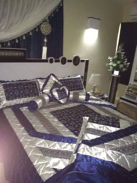 New bedroom set for wedding in blue black and white colour 4