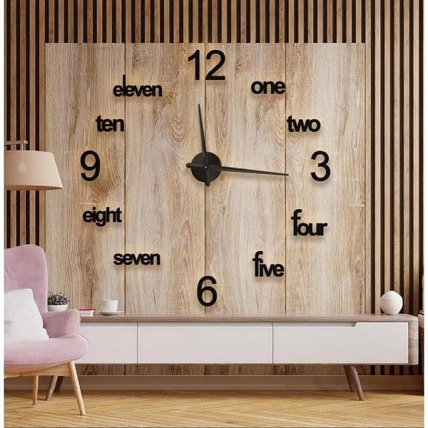 3d DIY Wooden Big 11 Wall Clock 2