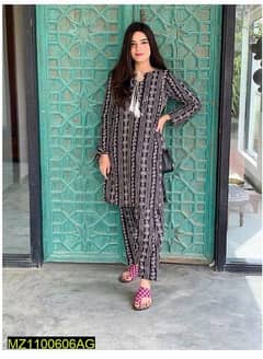 2pc women's stiched lawn chunri printed suit in sale price. 0