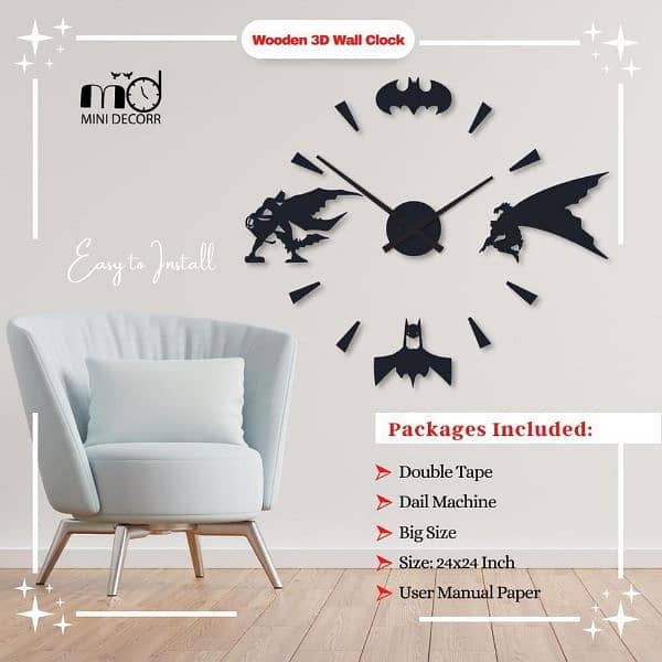 beautiful food batman wood wall clock 2