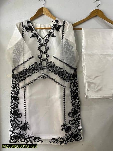 (IS DELIVERABLE)3pc women's stiched organza embroidered suit in sale. 3