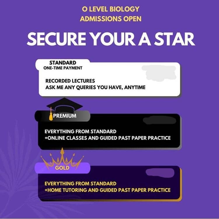 O LEVEL BIOLOGY TUTOR ONLY 1500rs 0