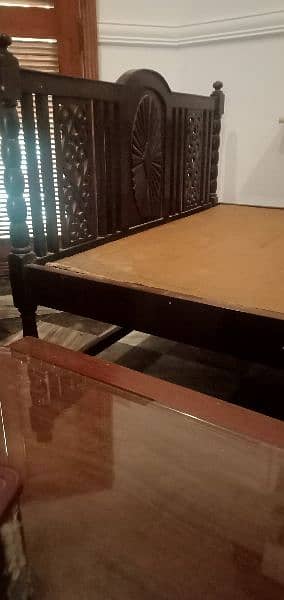 sagwan teak wood dewan palang solid single bed. 4