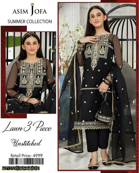 3pcs women lawn embroided suit 25%off per 0