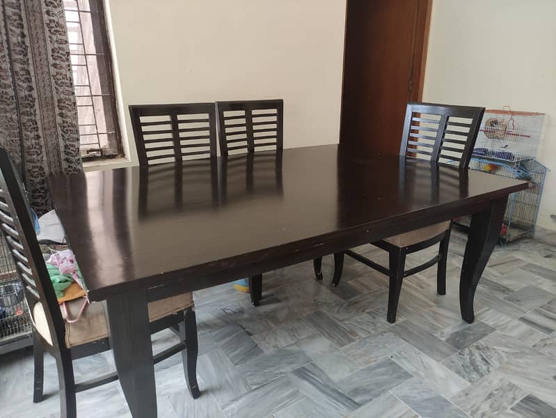 Wooden Dining Table size  6 X 4 FEET with six Chairs 2