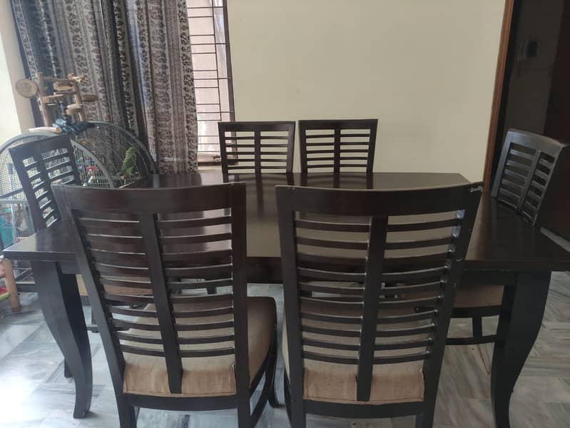 Woden Dining Table size  6 X 4 FEET with six Chairs 3