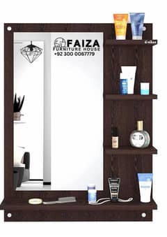 Rectangular Wall Mount Dressing Mirror with Shelves