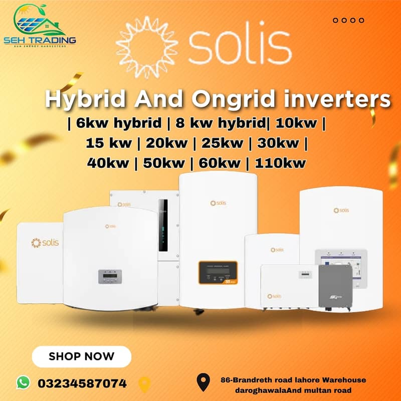 solis solar inverter hybrid & ongrid model ip66 5kw 6kw 10kw 110kw 14