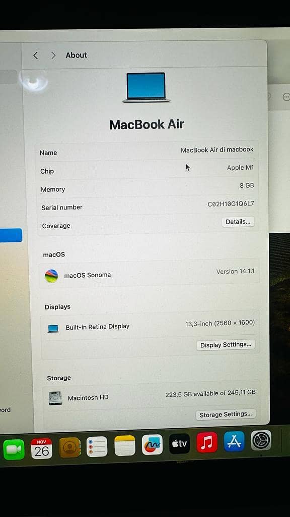 MacBook Air M1 8GB 256GB 7