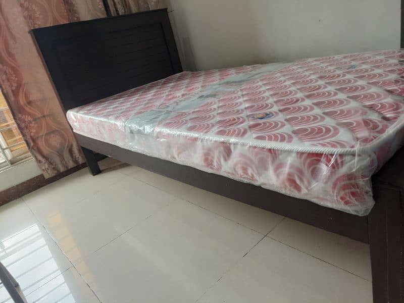 1 Pure Wooden single bed with Mattress 3