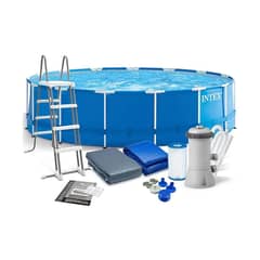 INTEX Metal Frame Pool Set Round 15 ft x 48" / 4.57m x 1.22m+free kits