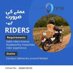 RIDER REQUIRED FOR PARCEL DELIVERY