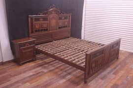 Free Delivery Hyderabad. Pure sheesham bed with wood inlay work