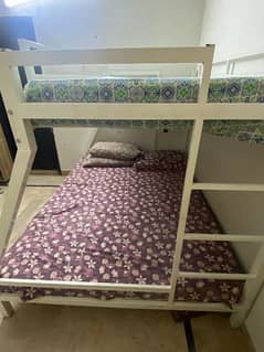 iron bunk bed with mattresses