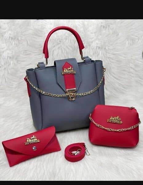 pu leather hand bags 3 piece 4