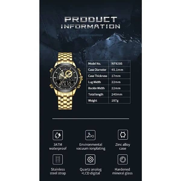 naviforce-NF9205 pulso digital original wrist watch in premium gold 3