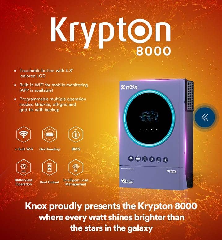 Hybrid Inverter Knox Krypton Series 4kw,6kw,8kw 11kW Dual Output 5