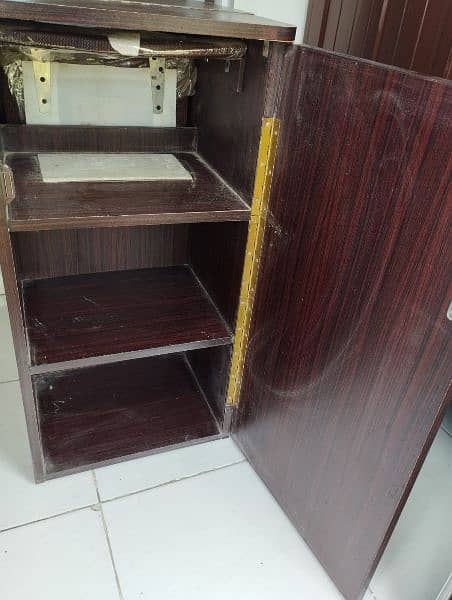 wooden Iron Stand with Cabinet 2