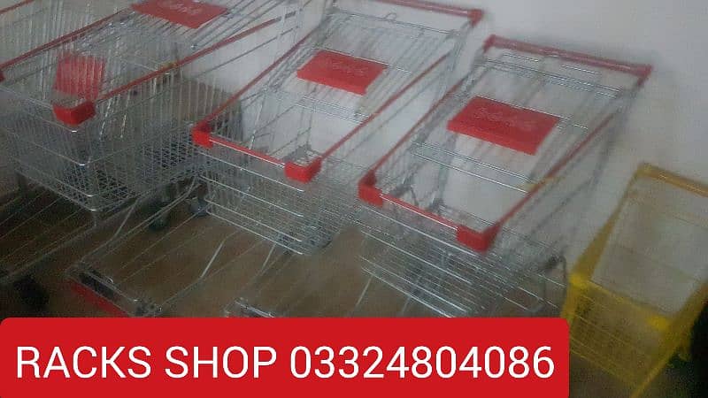 Racks/ wall rack/ Gondola Rack/ Store Rack/ cash counter/ Trolleys/bin 15