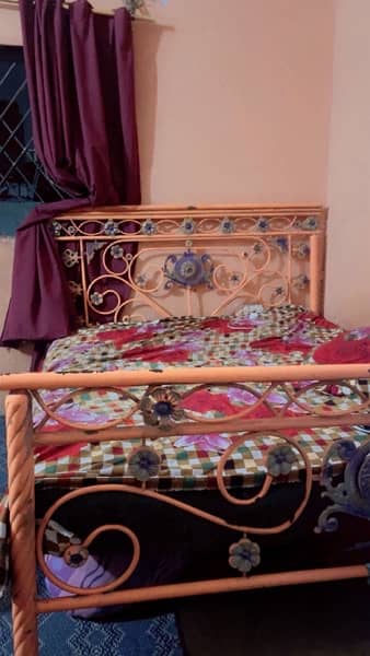 urgent sale iron bed with mettress 10/08 condition 1