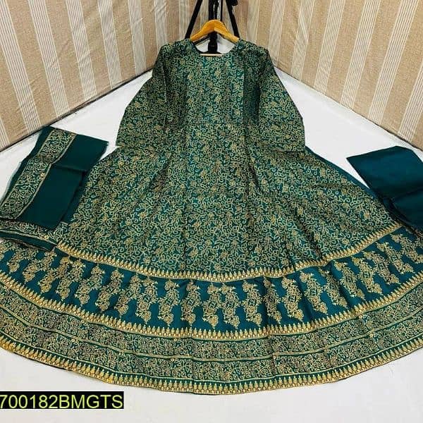 3Pcs Women's Stitched Katan Silk Printed Suit 0