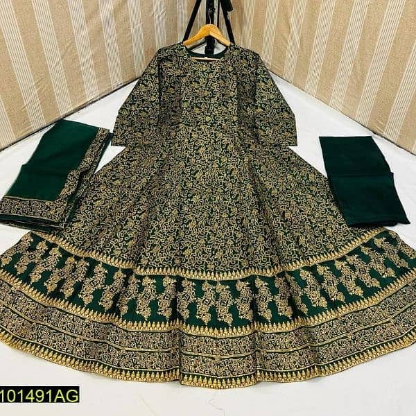 3Pcs Women's Stitched Katan Silk Printed Suit 3