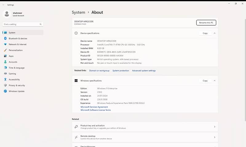 core i7 4th gen Pc 7