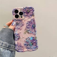 Laser Blue Light Flowers Phone Case For iPhone 14 Pro Max 11 12 13 Pro