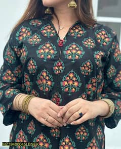 2 PCs Woman's stitched Linen Block Printed Suit