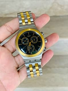 Swatch Swiss Made $$ Chronograph Watch Two Tone 44mm Dial Szie 9/10